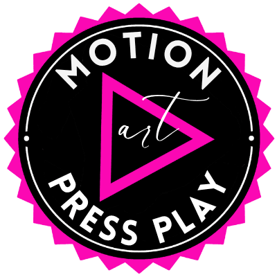 Motion art, press play badge