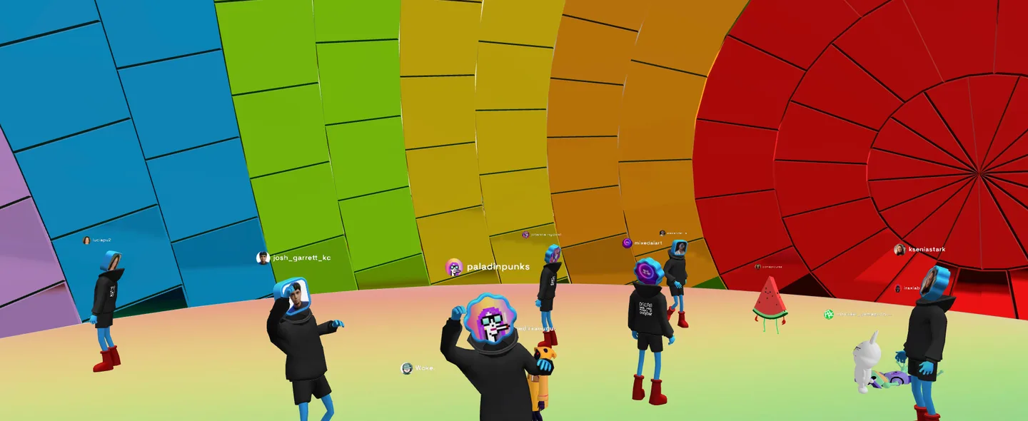 The WorldPride Amsterdam live stream screen inside the gallery