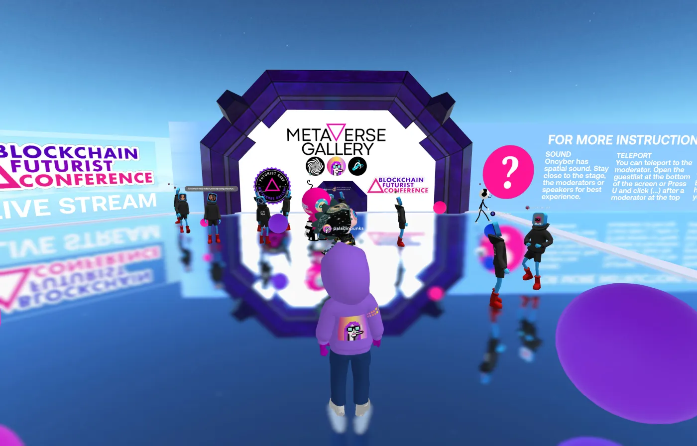 The Metaverse Gallery stage inside the Futurist world